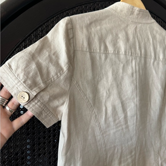 Chico's Khaki Linen Button Down Shirt Dress - Picture 5 of 11